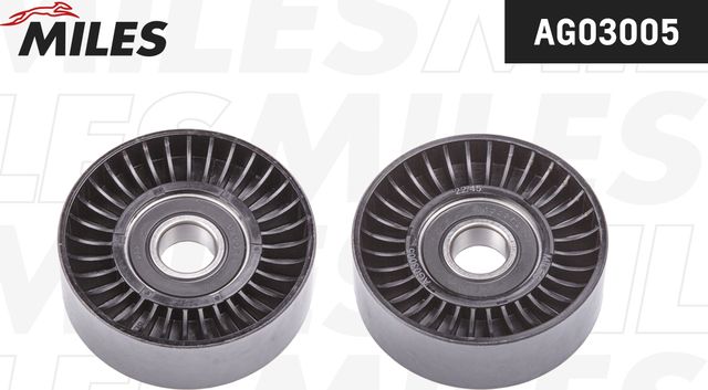 Натяжной ролик (натяжитель) приводного поликлинового ремня Miles (полимерный материал). Артикул AG03005
