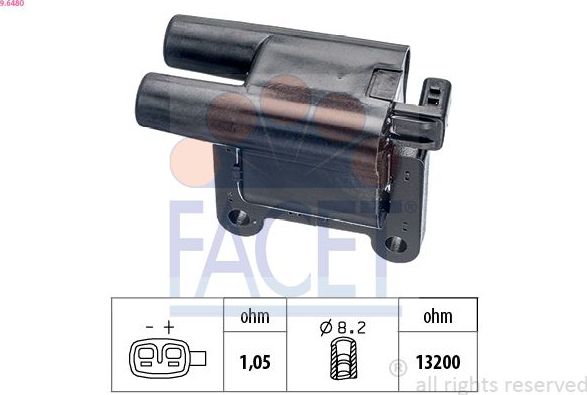 Катушка зажигания Facet Made in Italy - OE Equivalent. Артикул 9.6480