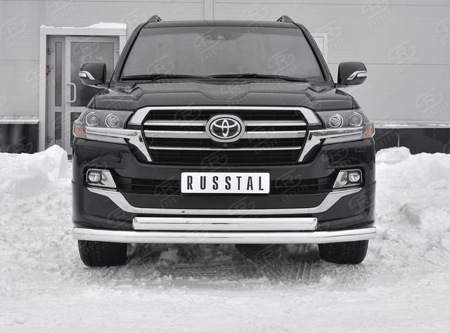 Защита RusStal переднего бампера d76 секции-d75x42 дуга для Toyota Land Cruiser 200 Executive Lounge 2018-2021. Артикул TLCZ-003117