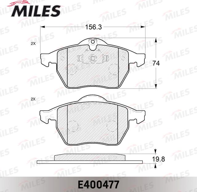 Тормозные колодки Miles (Low-Metallic) передние для Saab 9-3 I 1998-1998. Артикул E400477