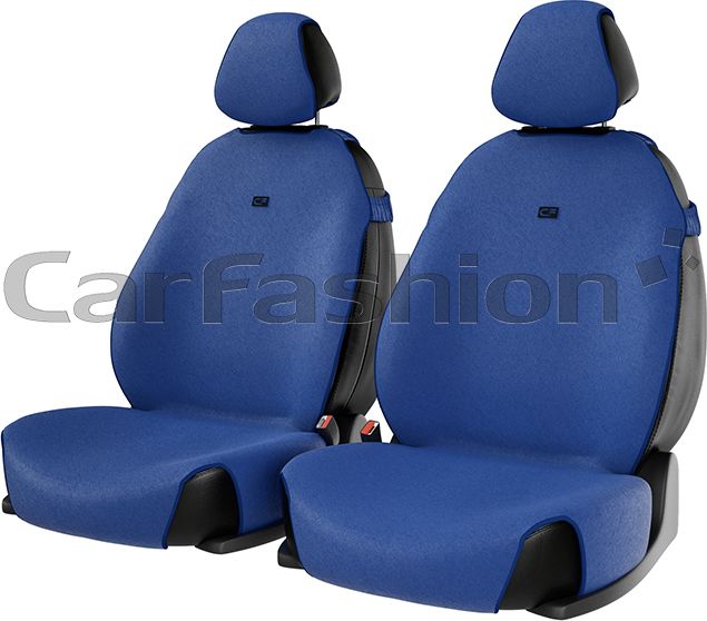 Накидки универсальные CarFashion Forum на передние сидения авто, цвет Синий/LOGO черный. Артикул 21241