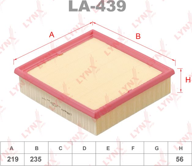 Воздушный фильтр LYNXauto. Артикул LA-439