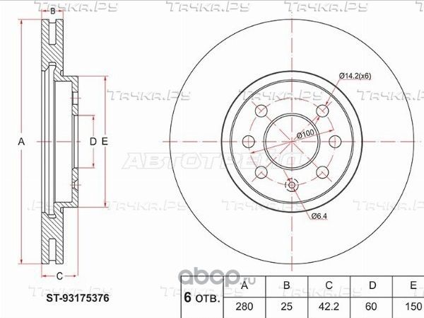 Диск тормозной перед OPEL ASTRA H MERIVA A 03-10 (SAT). Артикул ST93175376