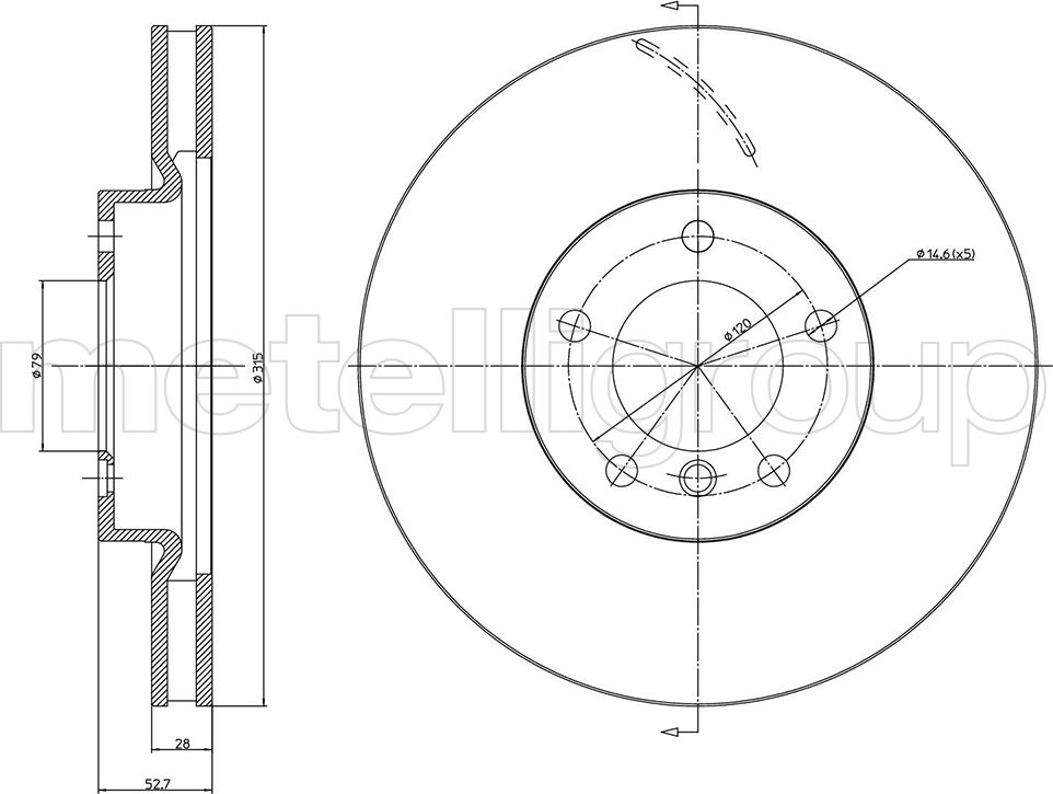 Тормозной диск Metelli. Артикул 23-1233C
