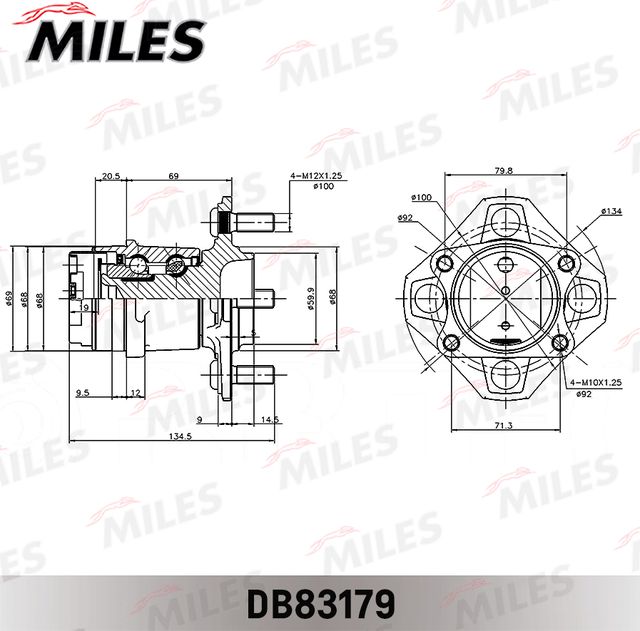 Ступица колеса с интегрированным подшипником Miles. Артикул DB83179