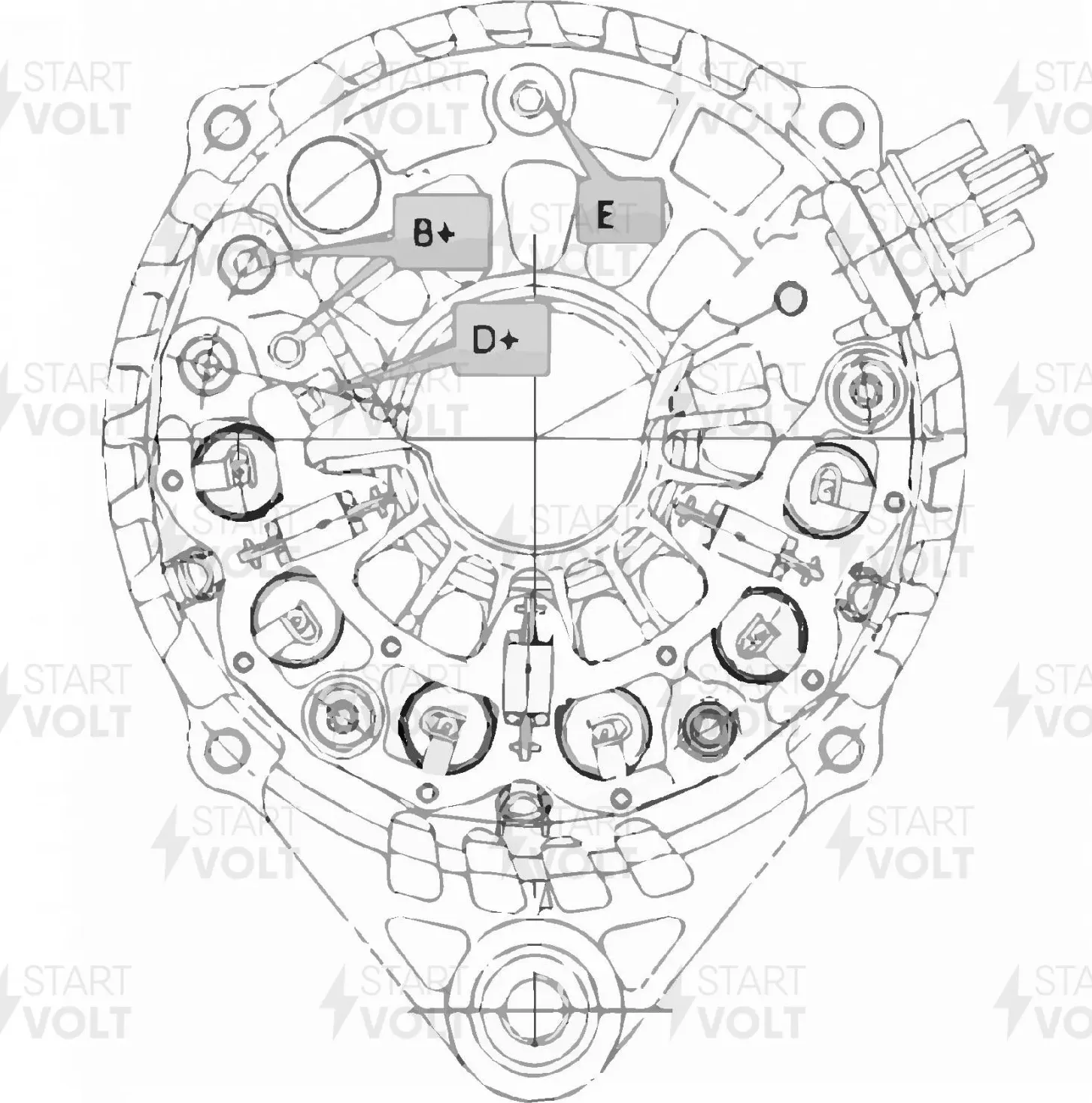 Мост диодный ген. для а/м Chery Indis (09-)/Kimo (06-) 1.3i (с крышкой) (VDB 2102) (Startvolt). Артикул vdb-2102
