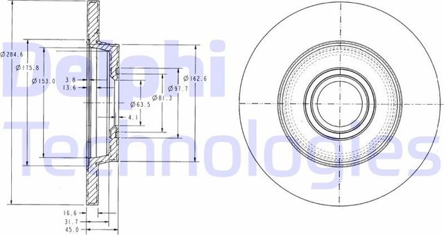 Тормозной диск Delphi. Артикул BG3416