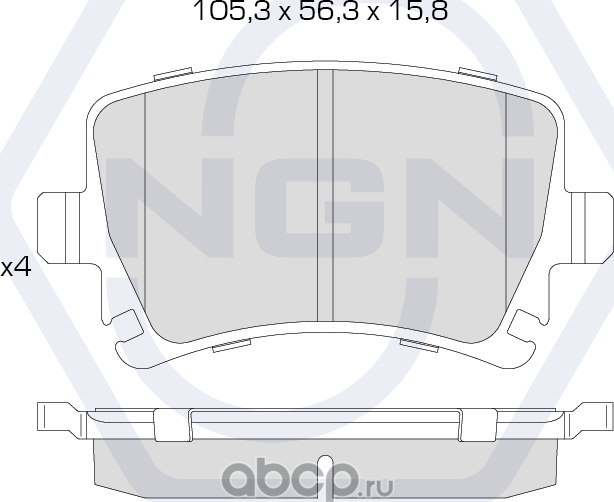 Колодки тормозные керамические, задние (NGN). Артикул 3501549