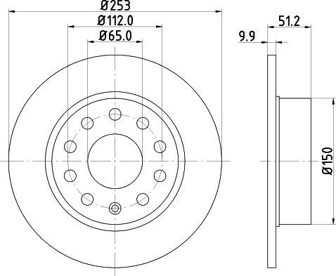 Тормозной диск Hella Pagid Pro задний для Volkswagen Golf VII 2011-2016. Артикул 8DD 355 109-601