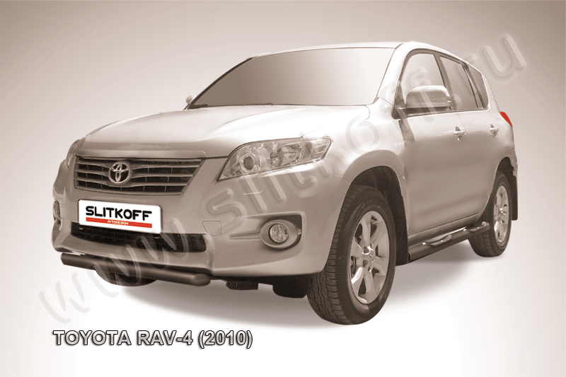 Защита Slitkoff переднего бампера d57 короткая ЧЕРНАЯ матовая для Toyota RAV4 III 2010-2012. Артикул TR410-008B