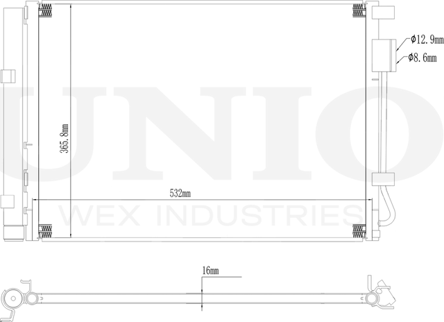 Радиатор кондиционера (Unio). Артикул RAD-30020