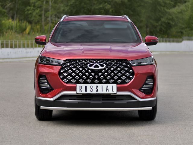 Защита RusStal переднего бампера d42 секции для Chery Tiggo 7 Pro 2020-2026. Артикул CHT7Z-003870