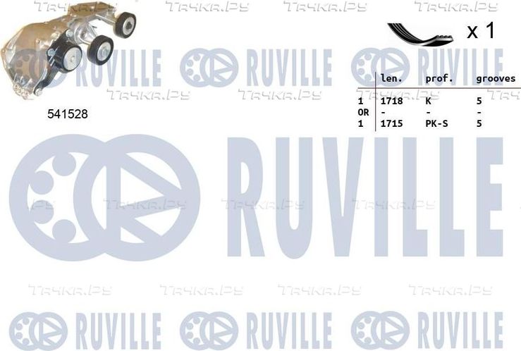Приводной ремень поликлиновой с роликами (комплект) Ruville. Артикул 570086