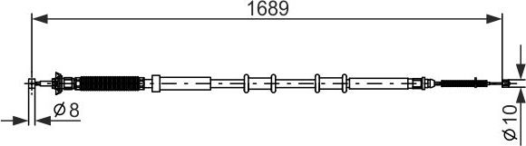 Трос ручника (тросик ручного тормоза) Bosch задний правый для Fiat Punto III Punto Evo 2008-2011. Артикул 1 987 477 975