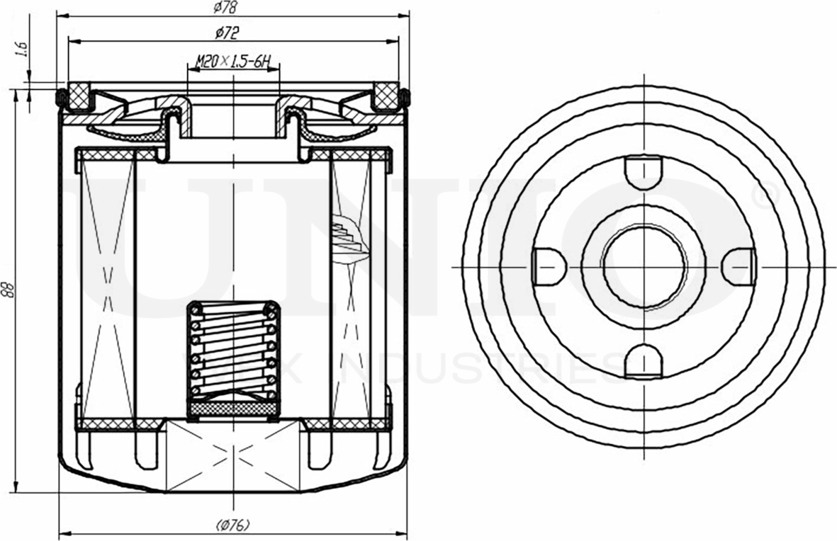 Фильтр масляный (Unio). Артикул FLT-20043
