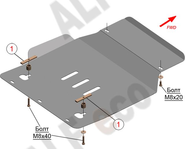 Защита алюминиевая Alfeco для картера Suzuki Escudo II 1997-2005. Артикул ALF.23.12 AL4