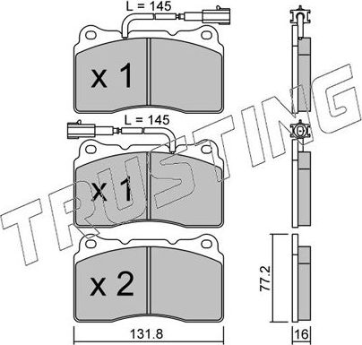 Тормозные колодки Trusting передние для Lancia Kappa 1998-2001. Артикул 297.0