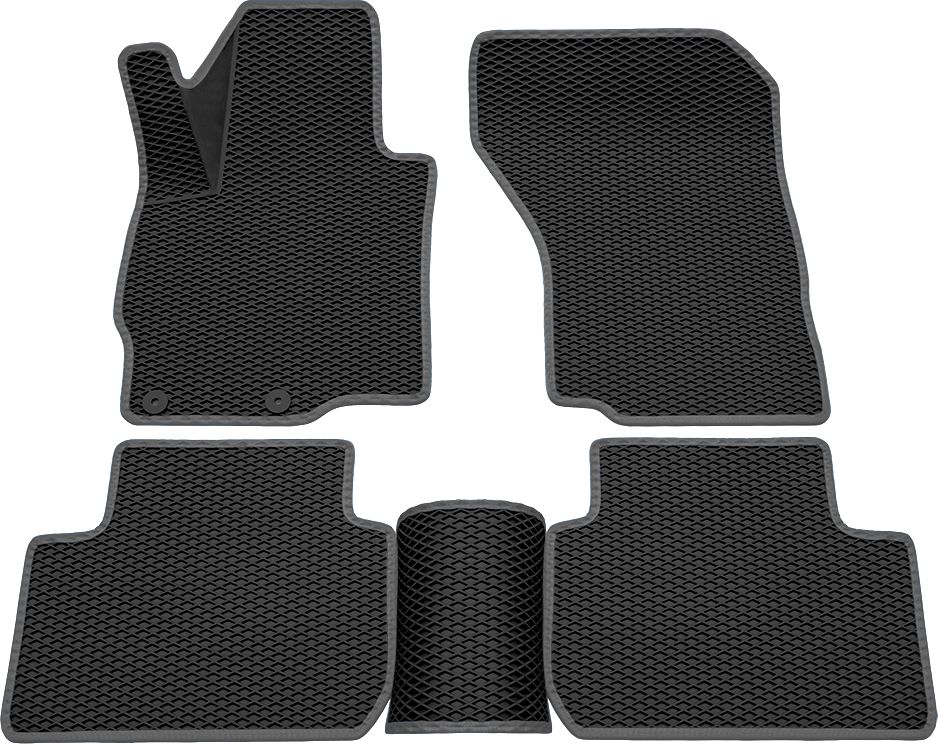 Коврики Rezkon 3D EVA ромб резиновые для салона Mitsubishi Outlander III 2012-2026 Серый кант. Артикул 9224015102