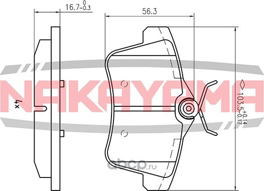Колодки тормозные дисковые задние CITROEN C4 (B7) 09-, DS4 11-, PEUGEOT 3008 09- (Nakayama). Артикул HP8710NY