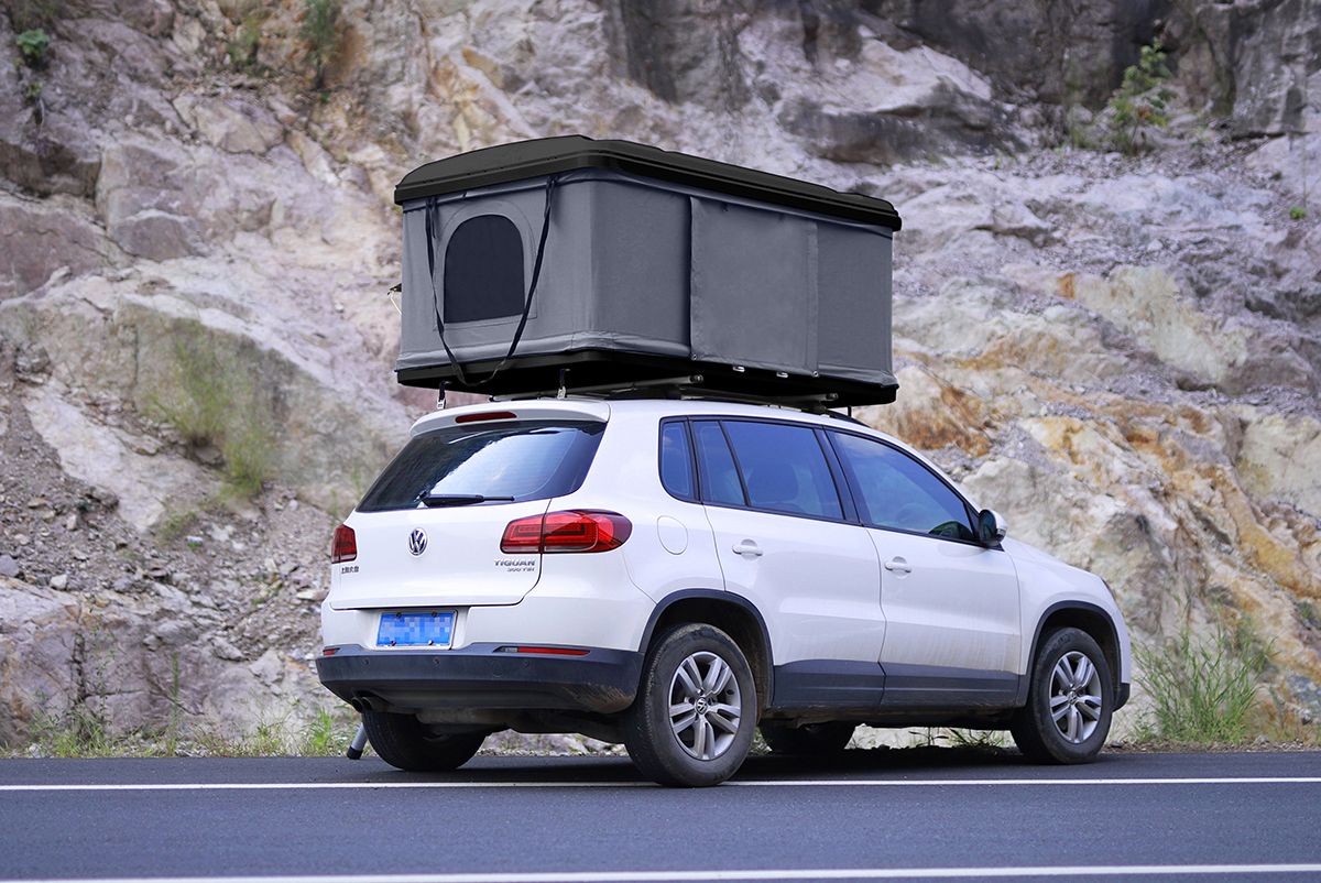 Палатка на крышу автомобиля РИФ Hard RT04-125, 210х125х150 корпус черный, тент серый. Артикул RIFRT041258090W