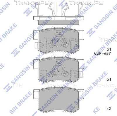 Тормозные колодки Sangsin Hi-Q задние для Honda FR-V 2004-2009. Артикул SP2116