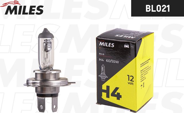 ЛАМПА H4 12V 60/55W P43T-38 (Miles). Артикул BL021