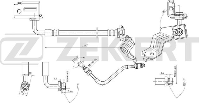 Тормозной шланг Zekkert задний левый для Hyundai Solaris II 2017-2026. Артикул BS-9043