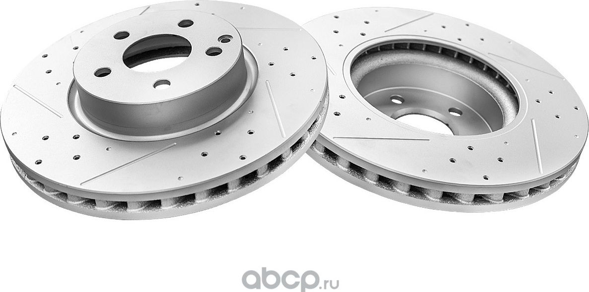 Тормозной диск передний с перфорацией и насечками в покрытии (Powerstop). Артикул EBR877