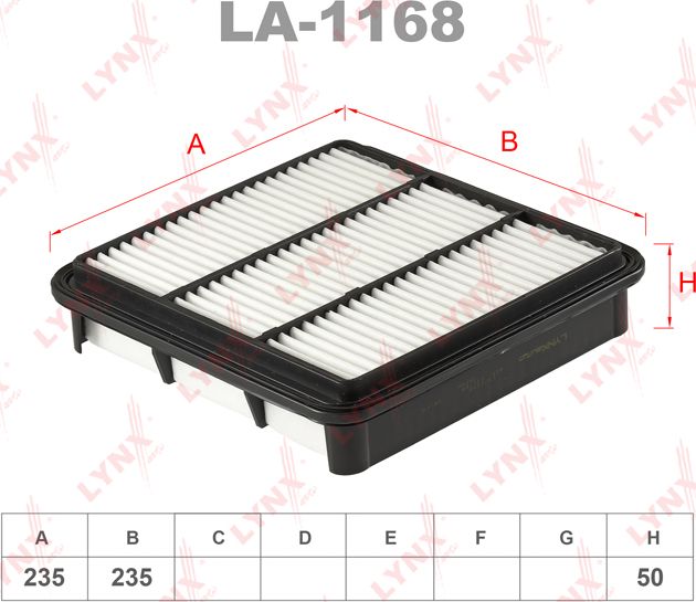 Воздушный фильтр LYNXauto. Артикул LA-1168