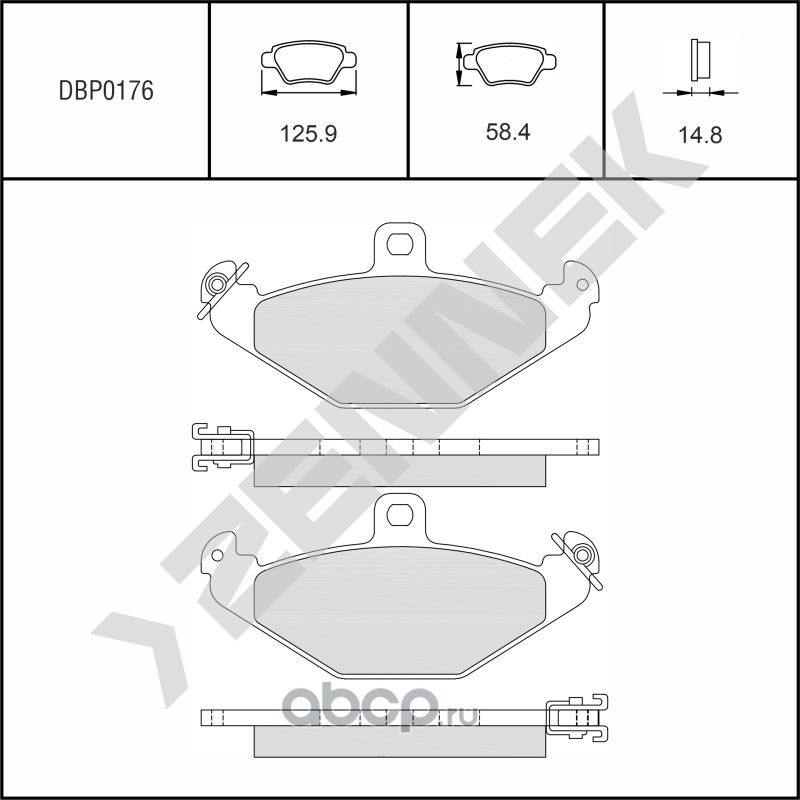 Колодки тормозные дисковые задние RENAULT SAFRANE 92-00, RENAULT 21 86-97 (Zennek). Артикул DBP0176