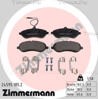 Тормозные колодки Zimmermann передние для Fiat Scudo II 2007-2016. Артикул 24595.185.2