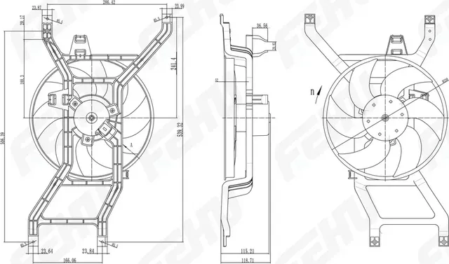 Электровентилятор охлаждения с Кожухом для Lada Largus (12-)/Renault Logan (08-) (Fehu). Артикул ffc1064h