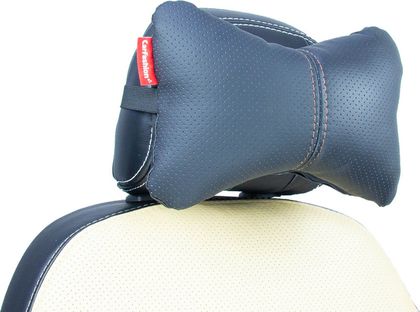 Подушка под шею CarFashion ортопедическая Экокожа, цвет Черный/Черный/Коричневый. Артикул 41111
