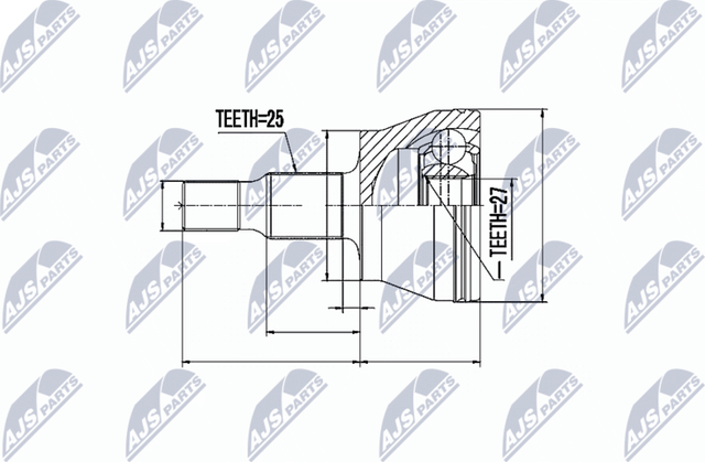 Шрус внутренний (граната) NTY передний для Mercedes-Benz B-Класс I (W245) 2005-2011. Артикул NPZ-ME-008