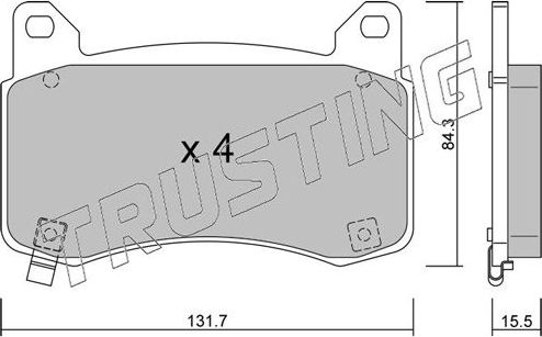 Тормозные колодки Trusting передние для Tesla Model 3 I 2018-2026. Артикул 1333.0