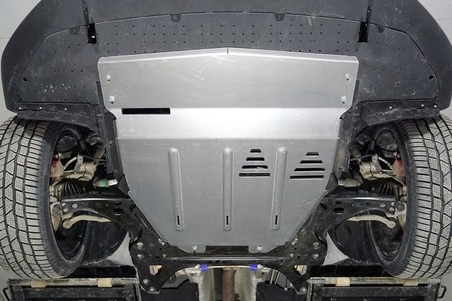 Защита алюминиевая ТСС (4 мм) для картера и КПП Geely Tugella 2020-2022, 2022-2026. Артикул ZKTCC00476