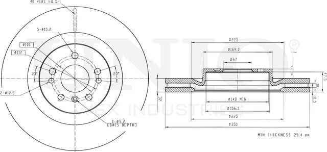 Диск тормозной (Unio). Артикул BRD-20503