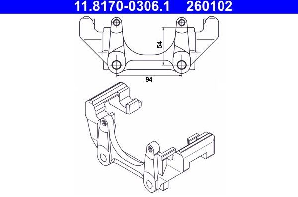 Скоба тормозного суппорта ATE передняя для Audi S3 I (8L) 1999-2003. Артикул 11.8170-0306.1