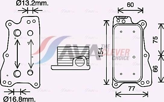 Радиатор масляный (маслоохладитель) для двигателя AVA (алюминий). Артикул MS3688
