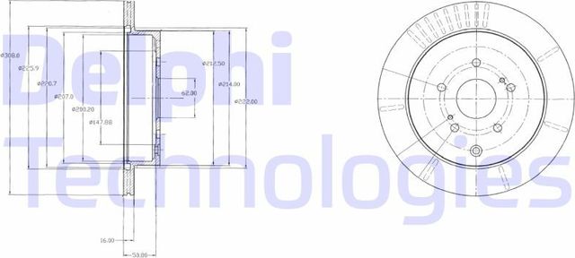Тормозной диск Delphi задний для Suzuki Grand Vitara III 2005-2015. Артикул BG4329