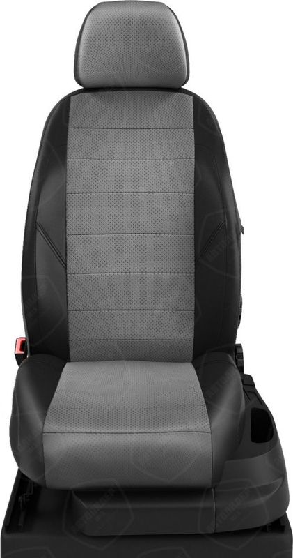 Чехлы Автолидер на сидения для Kia Rio II 2005-2011, цвет Черный/Темно-серый. Артикул KA15-0305-EC02