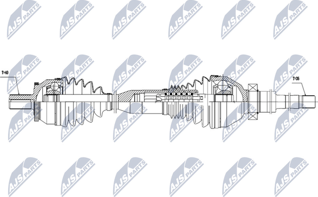 Полуось (привод в сборе, приводной вал) NTY передняя правая для Volvo XC90 I 2002-2014. Артикул NPW-VV-060