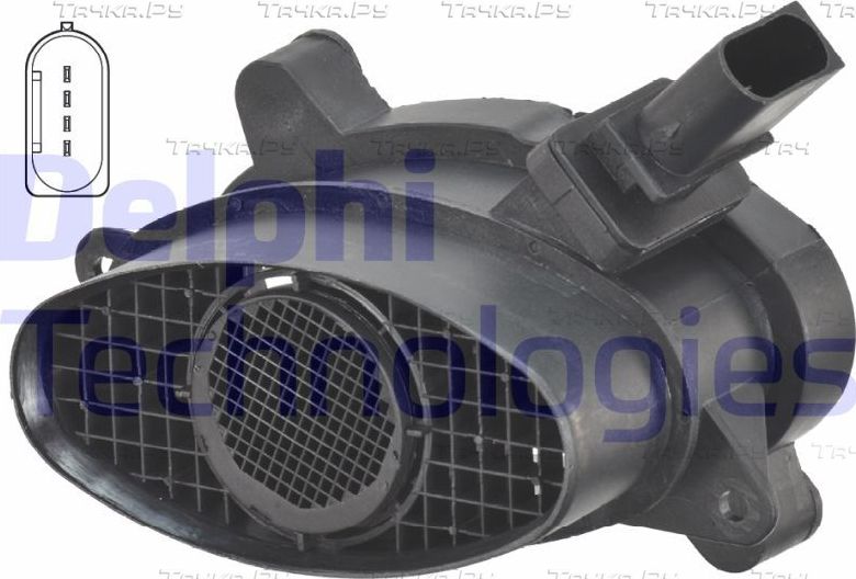 Датчик массового расхода воздуха (ДМРВ) Delphi для BMW 3 V (E90/E91/E92/E93) 2004-2013. Артикул AF10303-12B1