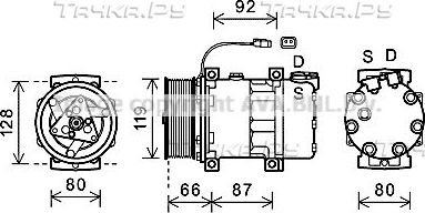 Компрессор кондиционера AVA для Scania R 2004-2015. Артикул SCAK040