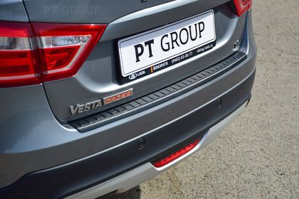 Накладка PT Group на задний бампер (ABS) для Lada Vesta SW Cross 2017-2024. Артикул 01410401