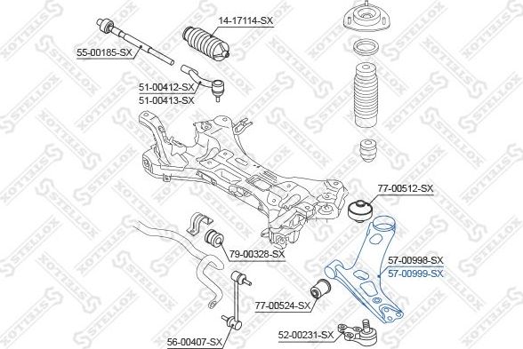 Поперечный рычаг передней подвески Stellox. Артикул 57-00999-SX