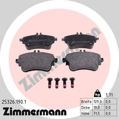 Тормозные колодки Zimmermann. Артикул 25326.190.1