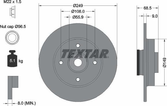 Тормозной диск Textar Pro. Артикул 92133303