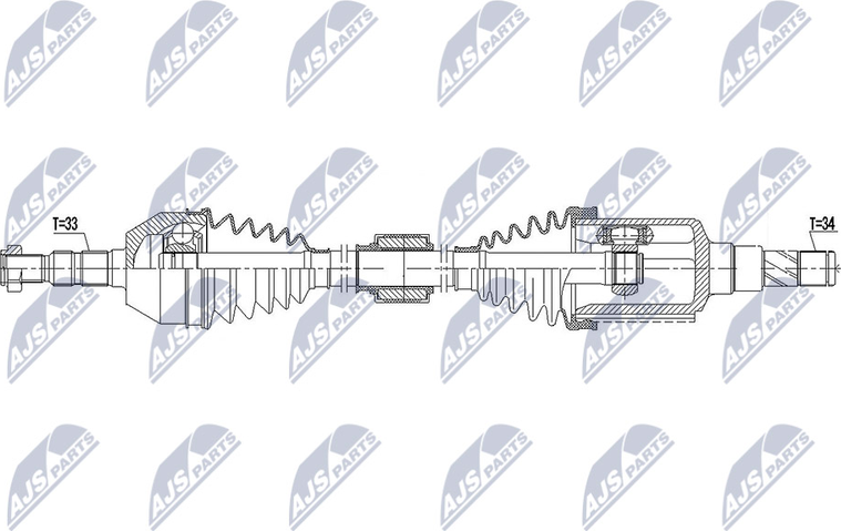 Полуось (привод в сборе, приводной вал) NTY. Артикул NPW-DW-029