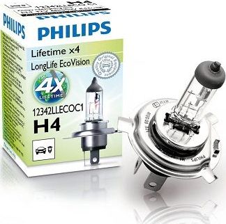H4 12V- 60/55W (P43t) (увелич. срок службы) LongLife EcoVision Philips LongLife EcoVision. Артикул 12342LLECOC1